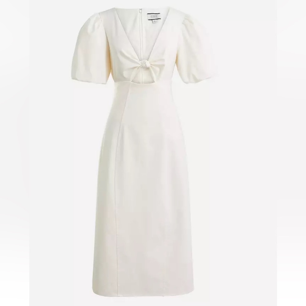 J.Crew Collection Women Cutout Puff-Sleeve Cotton  Ivory White Dress Sz 16